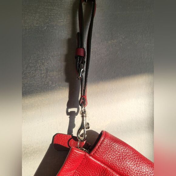 Coach Park Clutch Wristlet Wine Deep Red Leather 13 x 6 - Picture 8 of 12